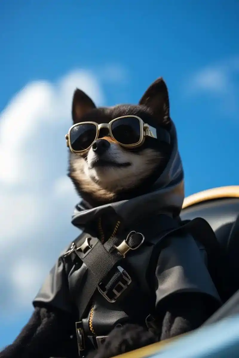 小蛋机长已就位.#黑柴 #柴犬 #ai头像 #狗狗飞行员 - 抖音