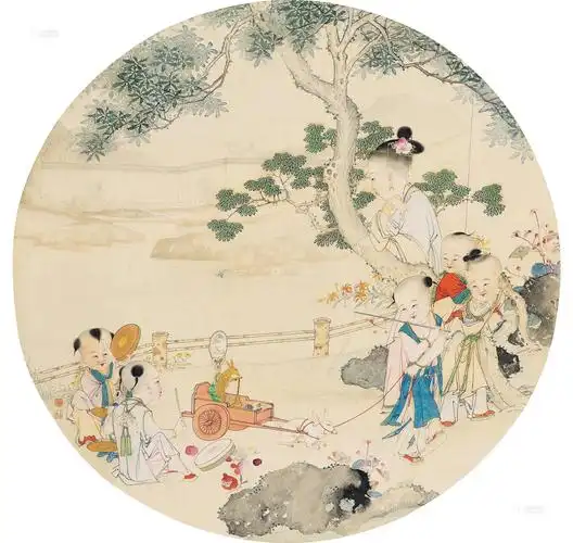 1008 婴戏图 立轴 设色纸本