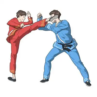 手绘卡通武术运动员素材