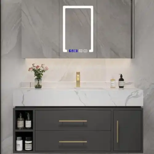 今天是轻奢风的岩板浴室柜