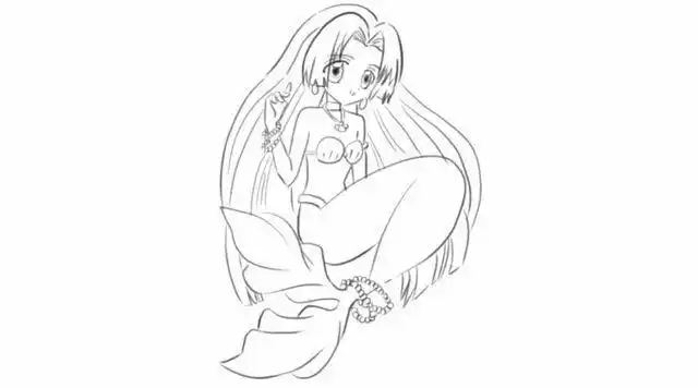 儿童绘画可爱美丽的美人鱼公主卡通动漫简笔画教程