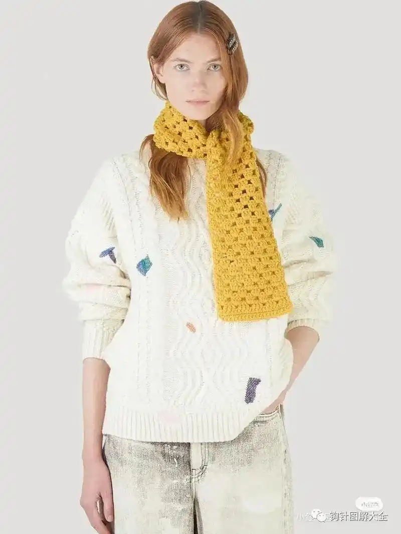 钩针图解 给自己织一条最贵的围巾 - 抖音