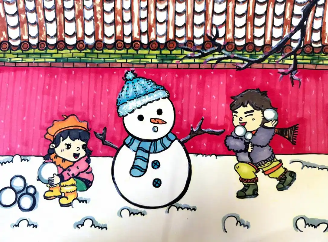 四年级美术 《放学了》范画