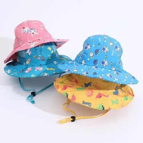 儿童帽子夏季防晒帽太阳帽女宝宝遮阳帽盆帽薄款男女童遮阳渔夫帽