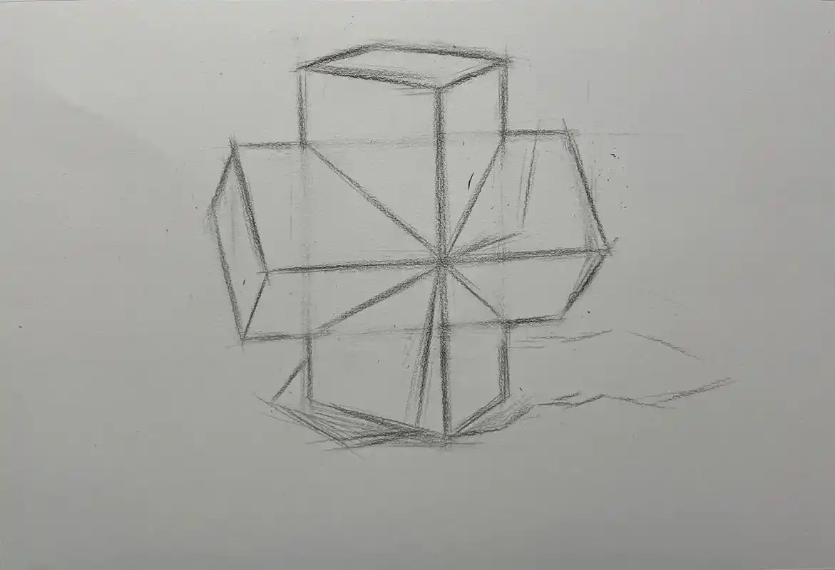 素描石膏几何体.十字穿插体照片写生#素描 #一起学画画 #绘 - 抖音
