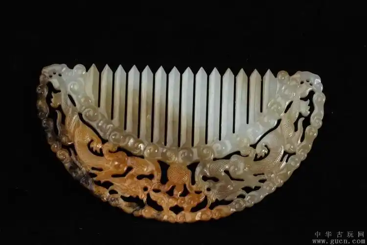 旧藏,高古和田玉龙凤梳一对