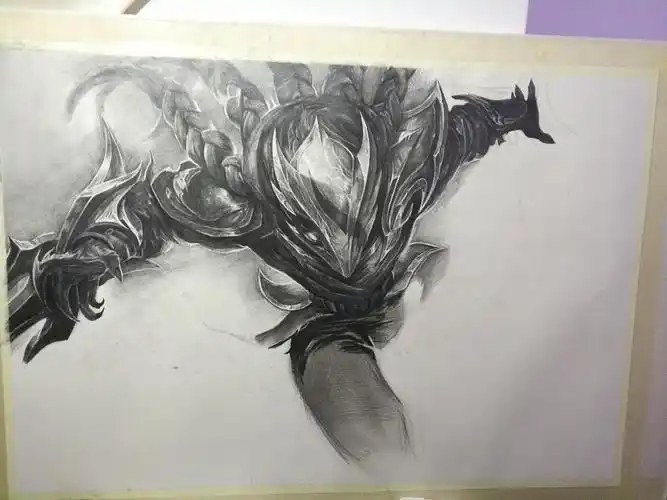 临摹手绘英雄联盟腥红之月泰隆