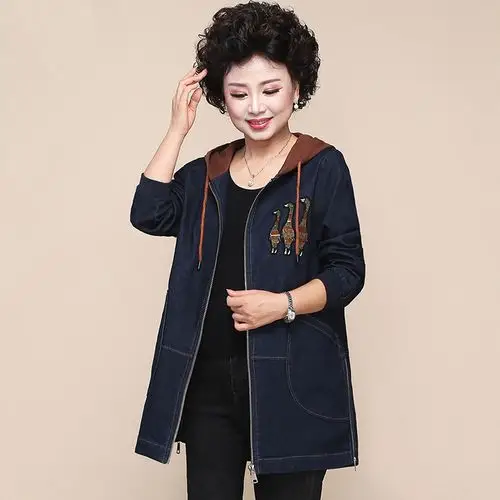 中年人妈妈秋装牛仔外套2020新款洋气上衣中老年中老年女装