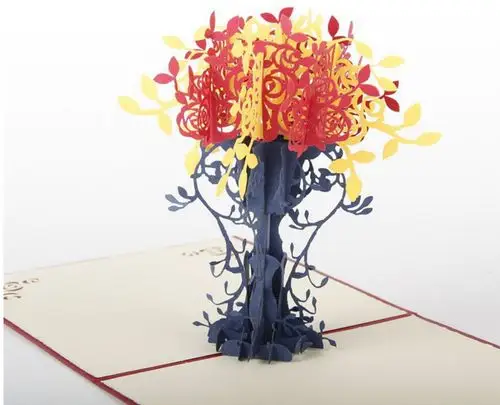 3d剪纸立体贺卡手工镂空纸雕创意生日贺卡明信片祝福小卡片花盆