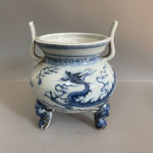 元青花老瓷器香炉老货老物件青花瓷古玩民间瓷器老古董