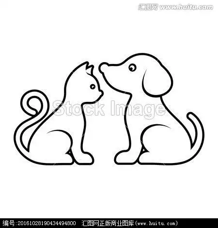 猫狗和小孩的简笔画