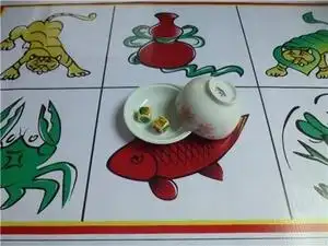 包邮虎狮色子骰子鱼虾撒子鱼虾蟹骰子色子陶瓷色盅帆布图套装