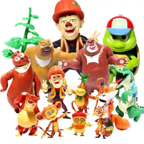 熊大熊二光头强玩具套装熊出没公仔模型儿童玩具男孩生日礼物娃娃