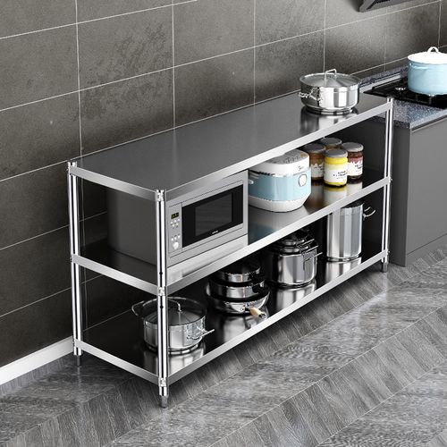 不绣置物架不锈钢落地多层放锅架子加厚厨具电器厨房置物架