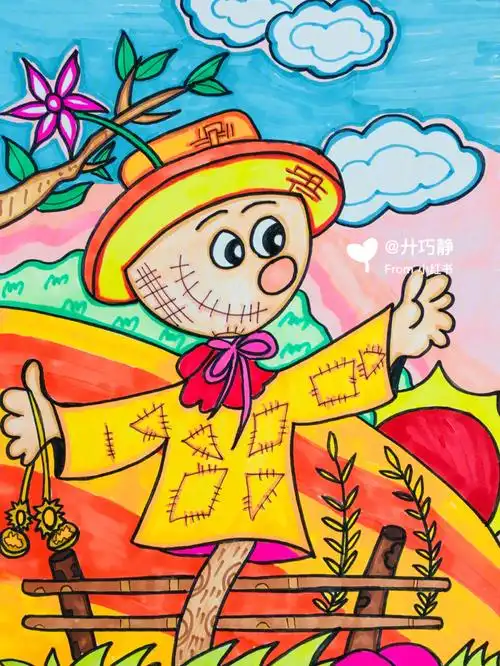 儿童简笔画72稻草人