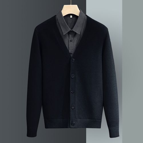 针织开衫男士毛衣外套薄款商务毛线衣男春秋针织衫