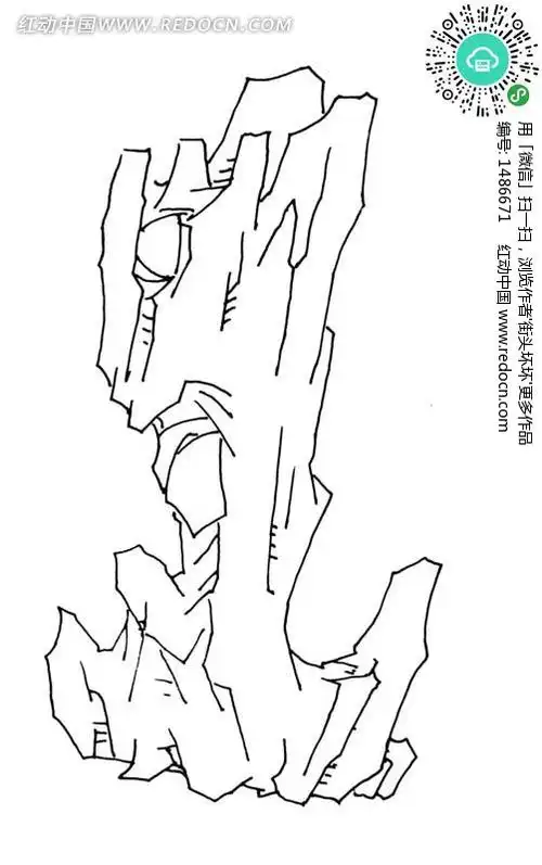 线条画假山装饰图ai矢量文件