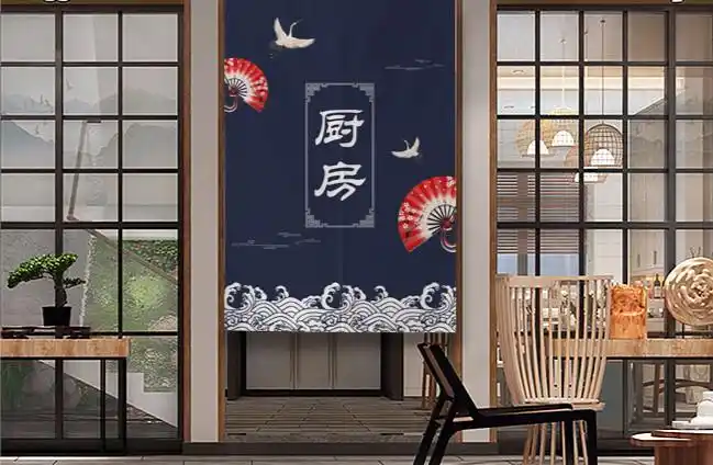 定制厨房门帘隔断帘半帘饭店后厨遮挡布帘餐饮店铺商用半截挂帘子厨房