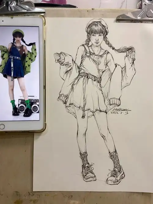 线性速写站姿附步骤与细节图