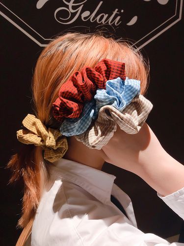 网红ins法式大肠圈发圈格子小清新校园少女头发发饰