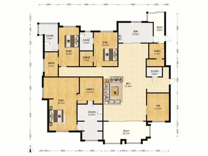 华润置地橡树湾302平米5房4卫