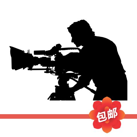 摄影师人物剪影摄像机墙贴画电影制作拍摄影玻璃门镂空装饰墙贴纸