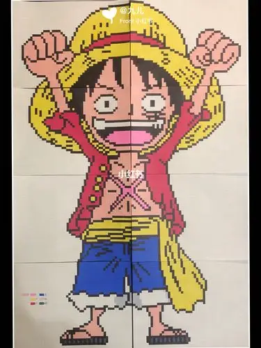 像素画网格画海贼王之路飞下