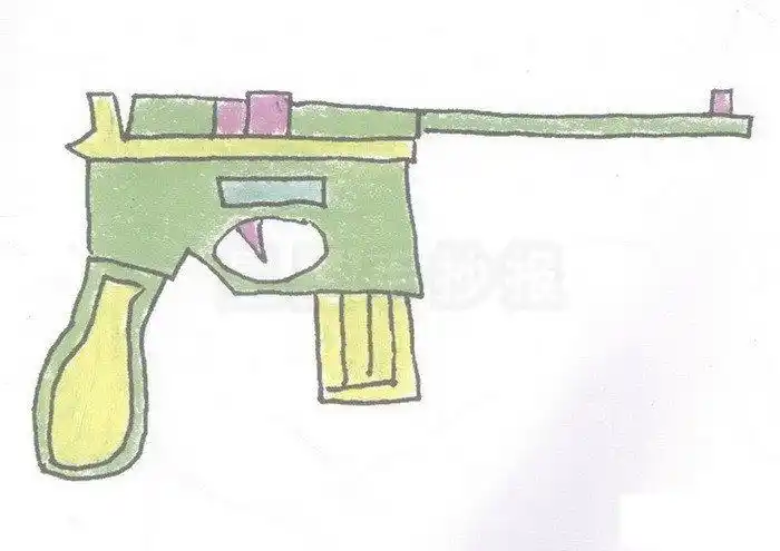 驳壳枪简笔画图片教程驳壳枪简笔画资料:枪械结构毛瑟在生产盒子炮的