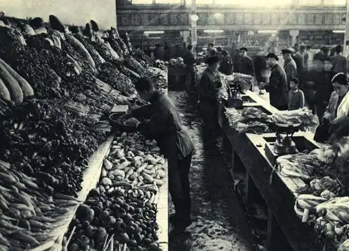 老照片 1962年的北京蔬菜水果市场 那年北京人好有口福