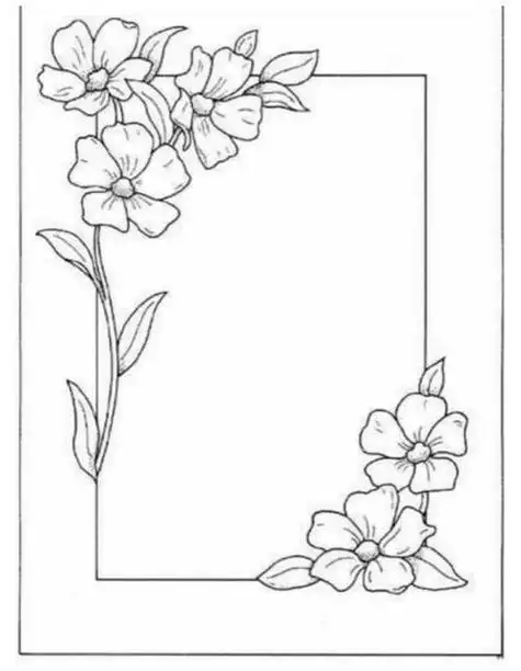 有花的花边边框简笔画