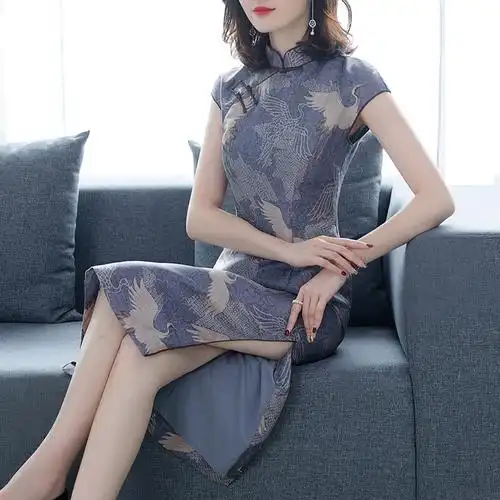 旗袍改良版连衣裙2020年新款夏装中国风长款优雅修身显瘦复古唐装