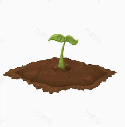 卡通泥土中的嫩芽