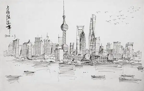 城市小景3_素描_宝甄网