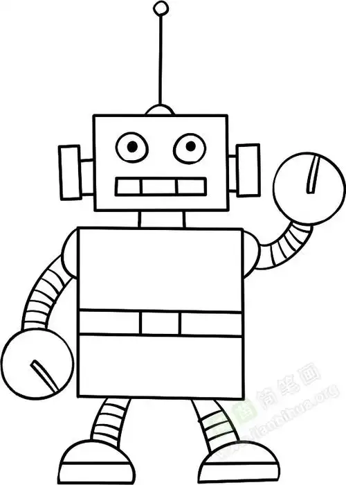 简单好看的机器人简笔画机器人简笔画步骤可爱机器人简笔画画法图片