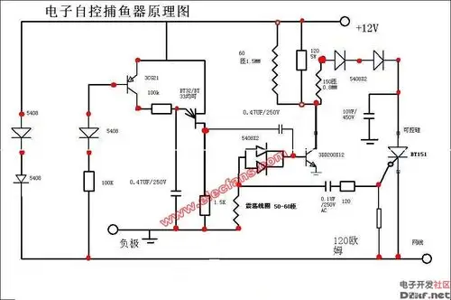 电子自控捕鱼器电路图
