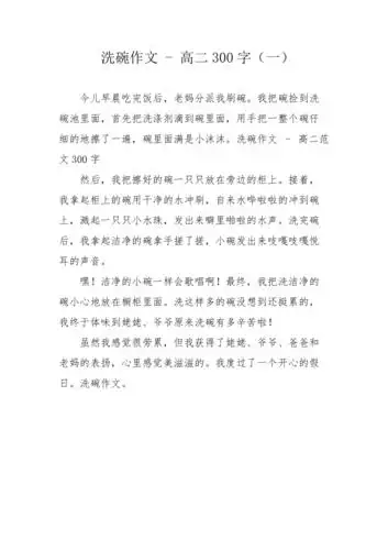 洗碗作文高二300字一