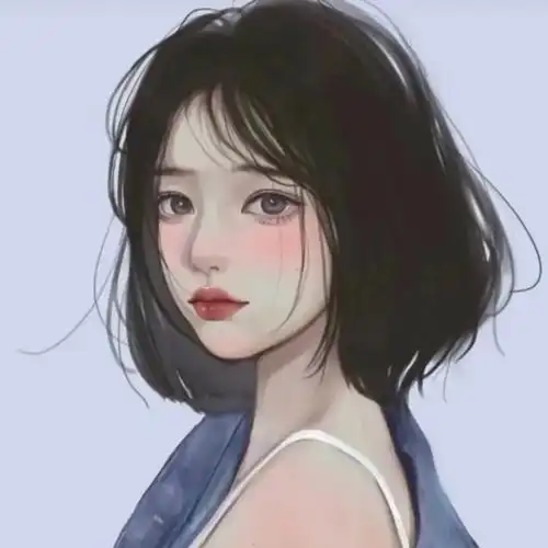 手绘短发女生头像