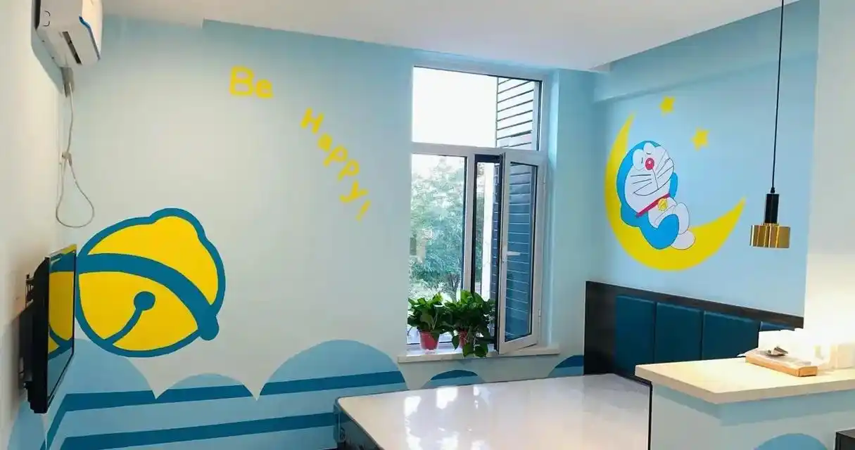 还是哆啦a梦哦 梦幻的小屋 #画室环创 #手绘墙 #墙绘 # - 抖音