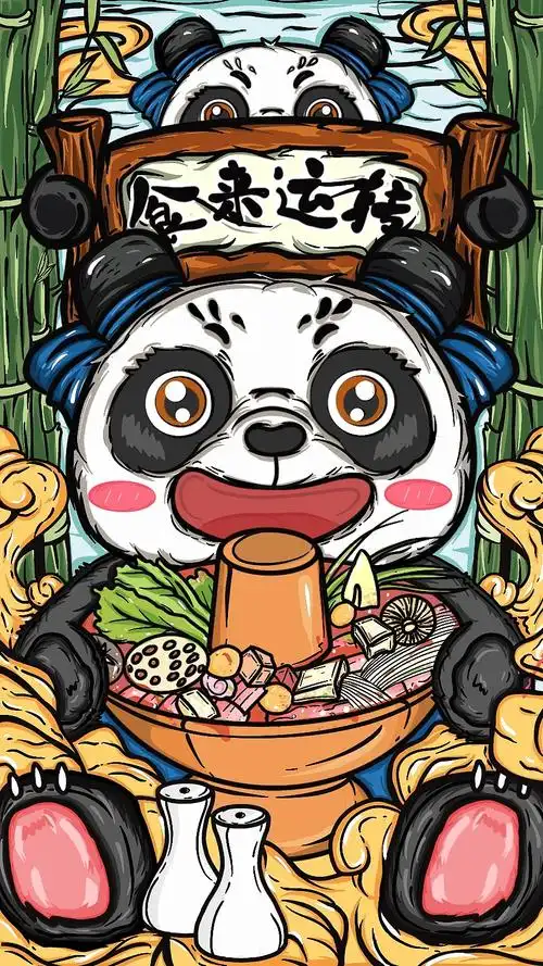 熊猫国潮|插画|商业插画|吃鱼不吃刺身 - 原创作品 - 站酷 (zcool)