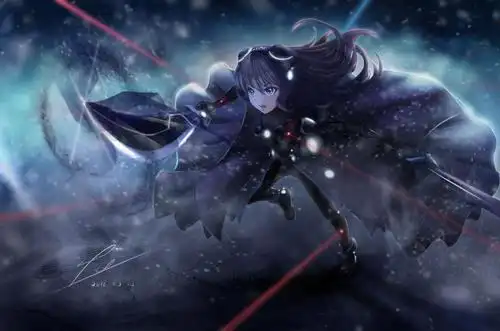 拿刀冲向敌人的动漫女战士壁纸图片