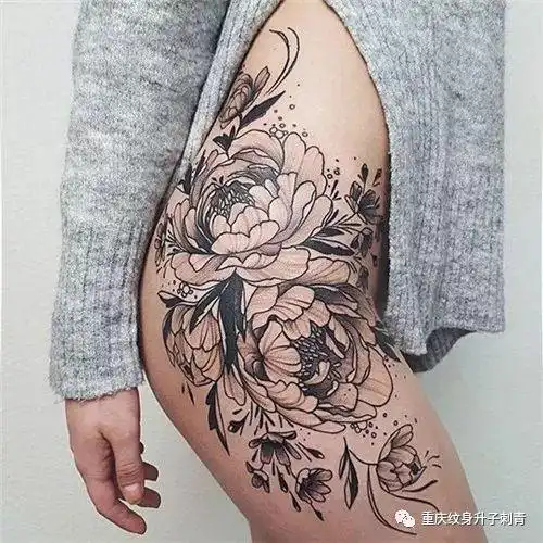 美女大腿臀侧位置纹身图案大全42