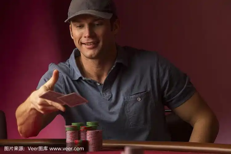 酷赌徒的肖像与筹码和卡片