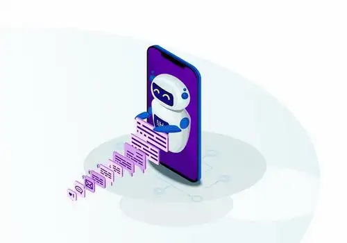 25d风格智能手机屏幕上显示的机器人和收到的各种信息png图片免抠矢量