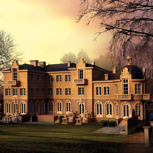 法国枫丹白露式三层豪华别墅设计图纸带电梯地下室游泳池健身房间