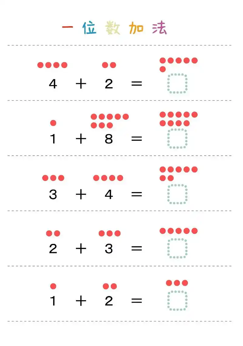 幼儿数学启蒙一位数加减法,共64页可打印.别让孩子掰手指做加 - 抖音