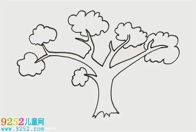 落光叶子的大树简笔画 简笔画图片大全-普车都