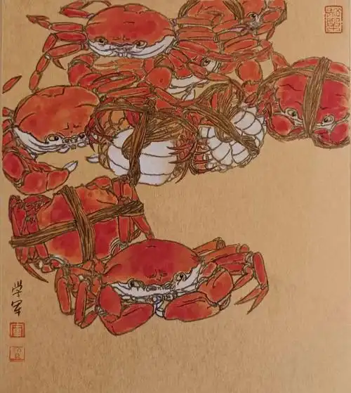 年初完成的几个作品,#国画  #螃蟹  #事事如意  #石榴  #写意国画