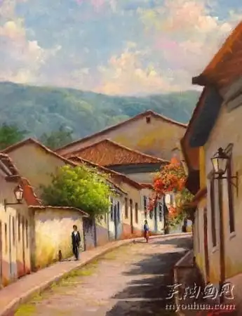 乡村田园风景油画 农村 大芬村手绘油画