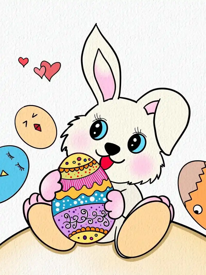 教大家画一个复活节兔子和复活节彩蛋04.#创作灵感 #创意儿 - 抖音
