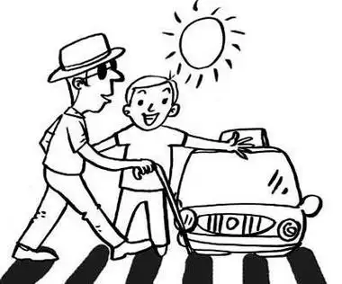 孩子过马路卡通简笔画